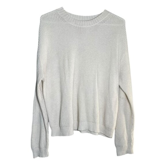 American Eagle Small Sweater White Knit Minimalist Cotton Blend AE Tops Spring S - Picture 1 of 9